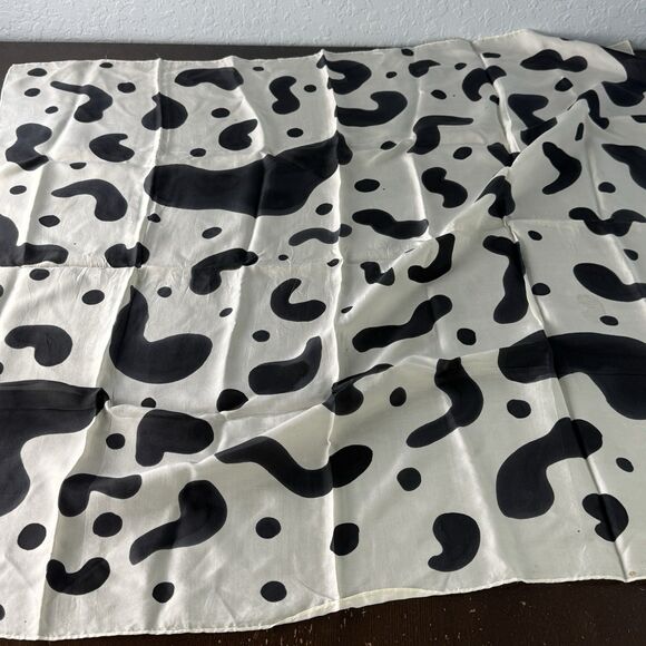 Vintage Nona Scarf 34” Square Sheer Black & White Abstract - Picture 5 of 5